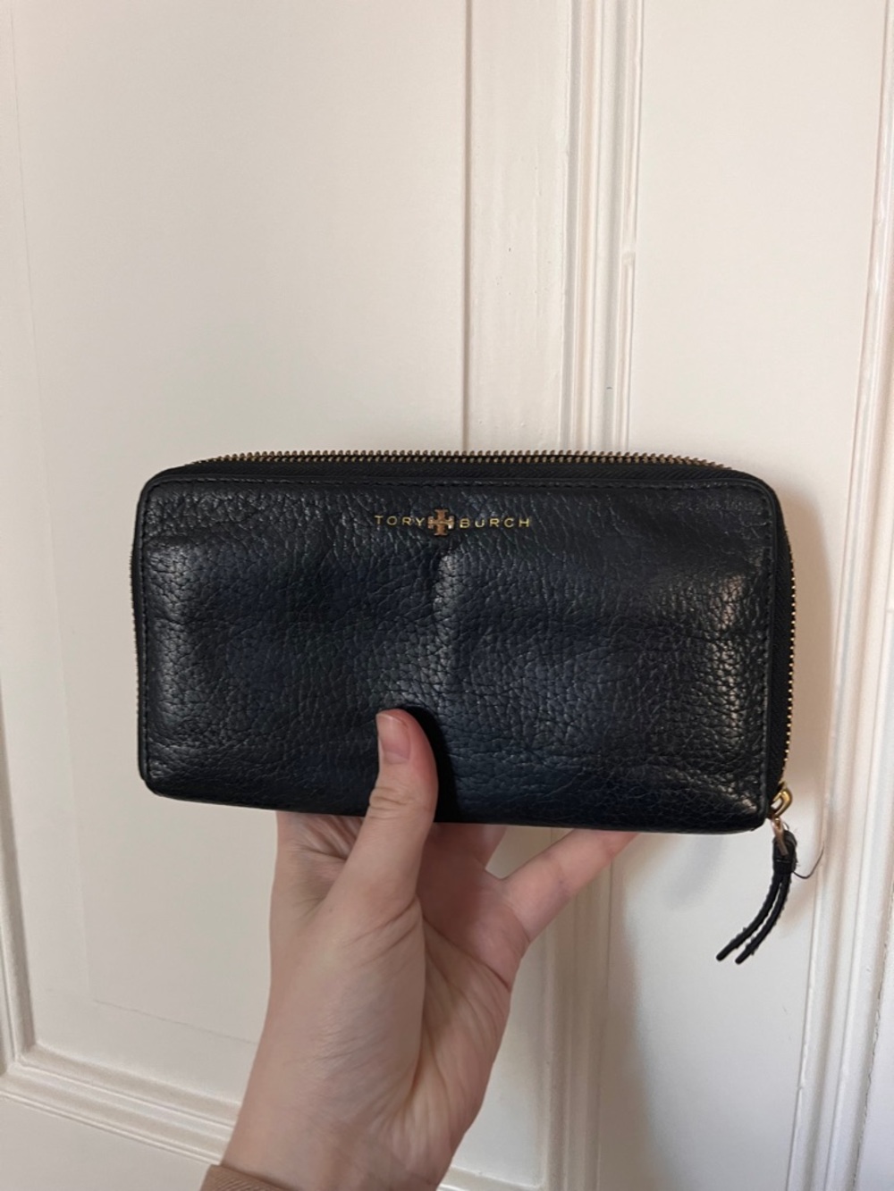 Tory Burch Perry Zip Continental Leather Wallet Black